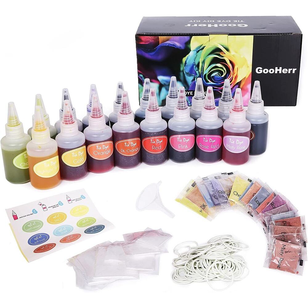 Tie Dye Kit, 18 Colors Fabric Dye Art Kit for Kids, Adults - DIY